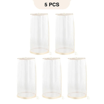 5PCS Wig Storage Bags for Multiple Wigs Transparent Mesh Hair Extension Storage Bag with Drawstring Dust-proof Wig Organizer for Multiple Wigs Accessories & Supplies & Kit for Salon Home Use