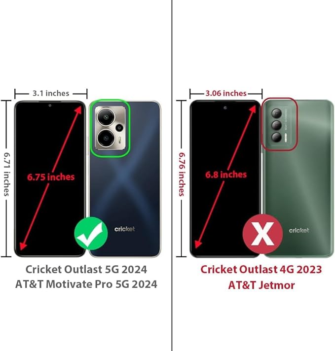 for Cricket Outlast 5G 2024 Case, AT&T Motivate Pro 5G with [Built-in Screen Protector], [9FT Military Grade Drop Tested] Full-Body Protective Shockproof Bumper Case (Glitter Aqua/Purple)