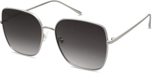 SOJOS Trendy Oversized Square Metal Frame Sunglasses for Women Men Retro Big Flat Lens UV Protection Sunglasses SJ1146