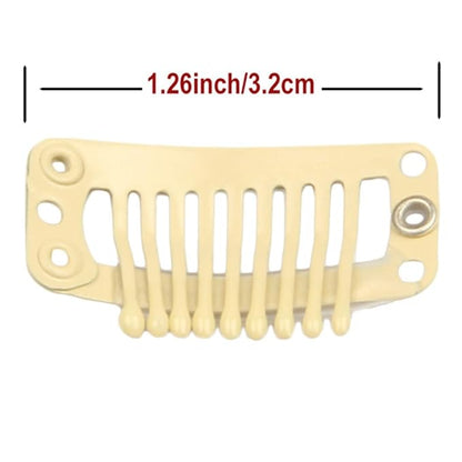 20pcs 9-Teeth Stainless Snap Hair Clips, Hair Extension Clips, Wig Accessories Clip, Diy Clips for Hairpieces Wigs (Beige)