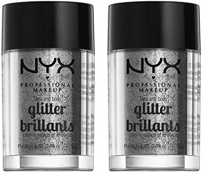 NYX PROFESSIONAL MAKEUP Face & Body Glitter, Silver (Pack of 2)