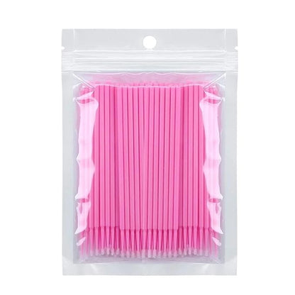 300 PCS Eyelash Extension Supplies Kit Disposable Micro Swab Brush Eyebrow Spoolies Lip Stick Brush Mascara Wand Applicator Makeup Brush Tool (Pink Sets)