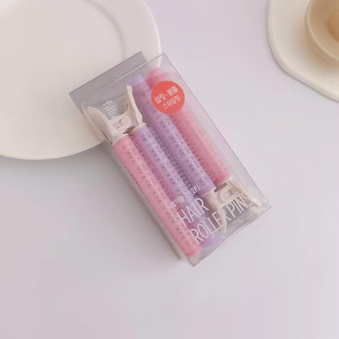 4 Pcs Pink Hair Rollers with Clip for Volumizing Bangs Curls - DIY Hair Styling Accessories Tool and Portable Self Grip Volume Clips，Volumizing Hair Clips,Styling Tools and Appliances