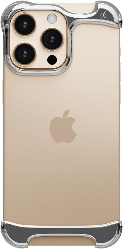 Arc Pulse Compatible with iPhone 16 Pro Phone Case (2024), Minimalist Protective Shock Absorption Aerospace Grade Aluminum Shells + Elastomer Inlays Easy Fit 6.3 inch (Aluminum Polished Silver)