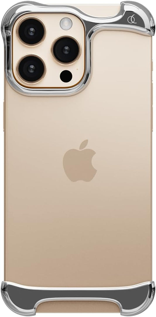 Arc Pulse Compatible with iPhone 16 Pro Phone Case (2024), Minimalist Protective Shock Absorption Aerospace Grade Aluminum Shells + Elastomer Inlays Easy Fit 6.3 inch (Aluminum Polished Silver)