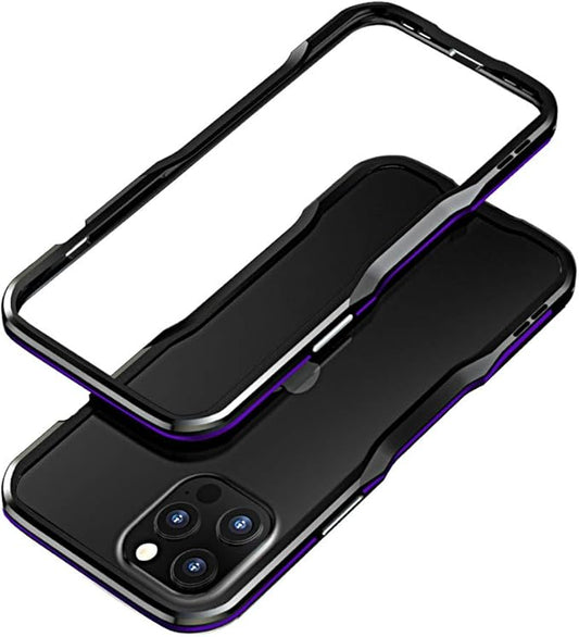 HENGHUI Aluminum Bumpers Compatible with iPhone 12 Pro Max 6.7-INCH Bumper Case Metal Frame Bumper Cover Shock Absorbent Slim Cool Design (iPhone12ProMax, Black+Purple)