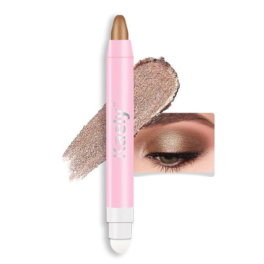 2-in-1 Cream Eyeshadow & Highlighter Stick, Waterproof Bronze Shimmer Eye Shadow Pencil for Women, Long-Lasting Pigmented Makeup, sombras para ojos 16
