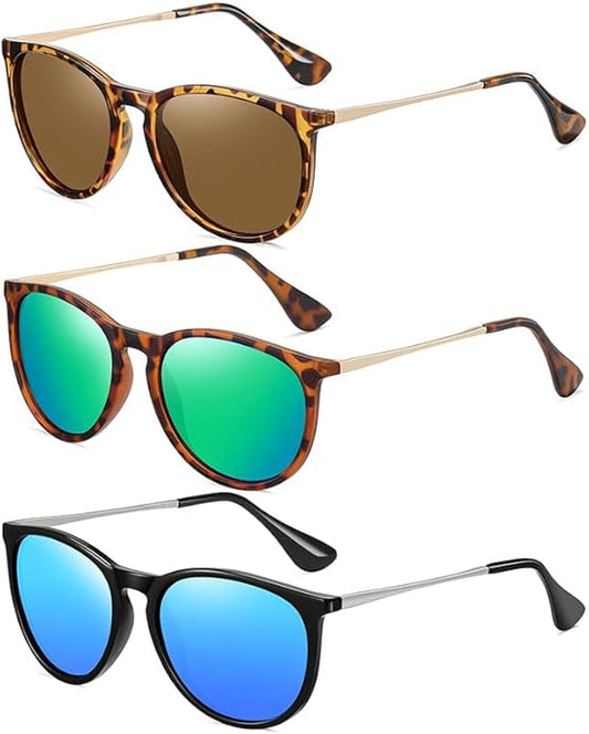 Ougenni Sunglasses for Women Men Vintage Polarized Women Sunglasses Round Classic Retro UV Protection Lens