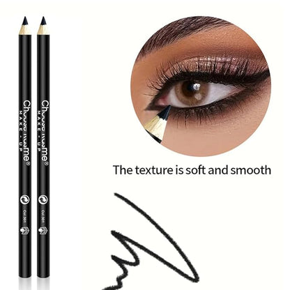 12 Pcs Black Eyeliner Penicls Eyebrow Set for Women, Highly Pigmented, Easy to Color, Long Lasting,Professional Eye Makeup Pencil, Soft & Smooth (12Pcs-Smooth Creamy Black Pencil)