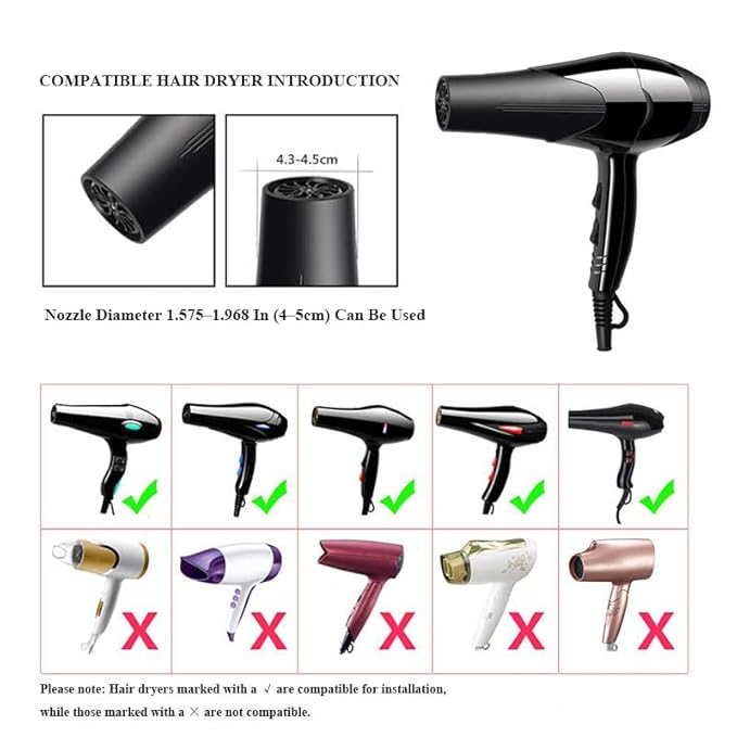 Black Universal Collapsible Hair Dryer Diffuser Attachment- Salon Grade Styling Tools and Appliances, Lightweight Foldable Portable Travel Folding Design Fit Most of Blow Dryers for Personal Care