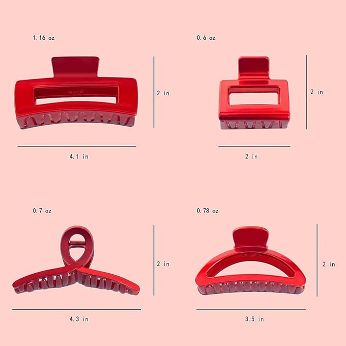 Hair Claw Clips for Women and Girls,4PCS Large Medium and Small Fit Thin Hair and Thick Hair,Strong Hold Jaw Clips for Femal Hair Styling Accessories
