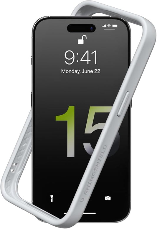 RhinoShield Bumper Case Compatible with [iPhone 15 Pro Max] | CrashGuard - Shock Absorbent Slim Design Protective Cover 3.5M / 11ft Drop Protection - Platinum Gray