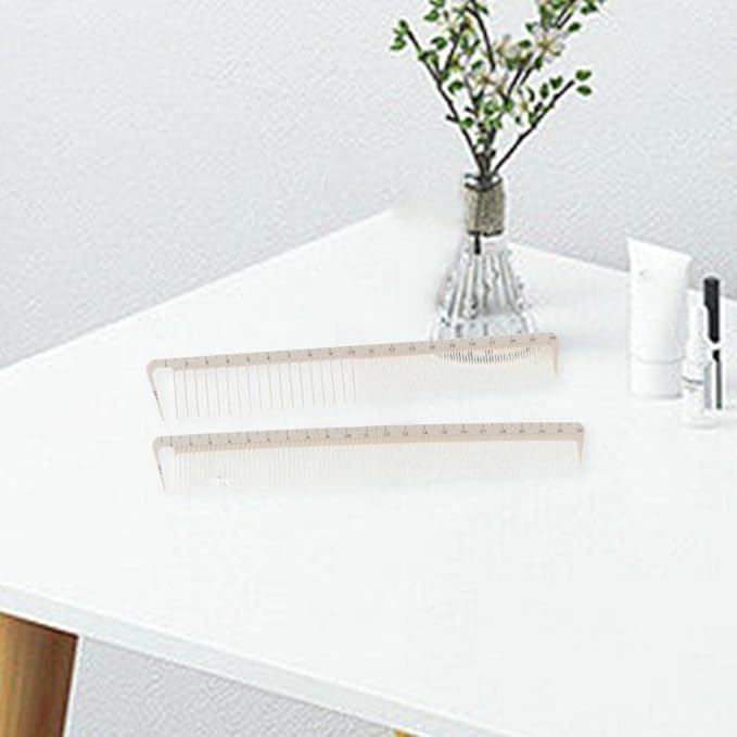 2pcs White Professional Hair Cutting Combs Set,Simple Salon Hair Styling Measure Combs,Beautiful Anti Hairdressing Barber Combs,Styling Tools and Appliances 10.87 x 3.74 x 0.28 inches