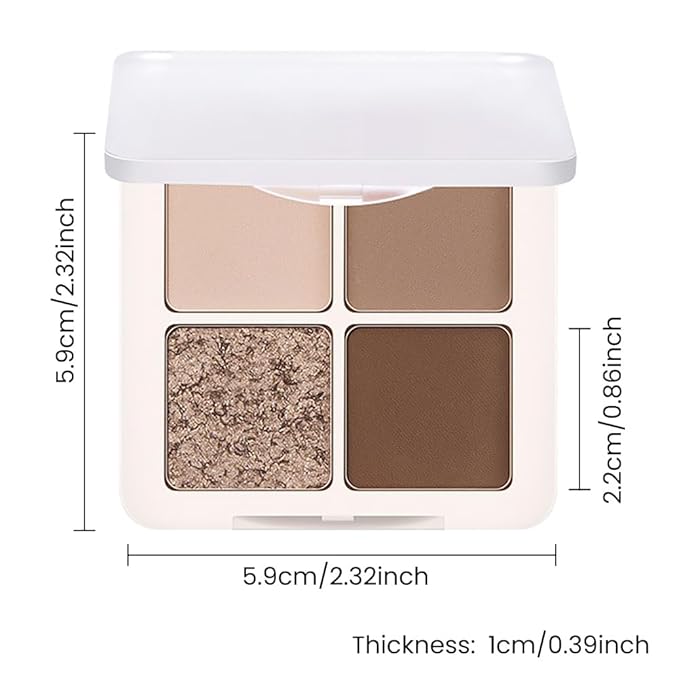 Shimmer Matte Eyeshadow Quad Makeup Palette, Dark Brown Champagne Light Brown Nude Eyeshadow Palette, Blendable Matte Glitter Eyes, Long-Lasting Waterproof, Create Your Everyday Eye Look, 2# Coffee