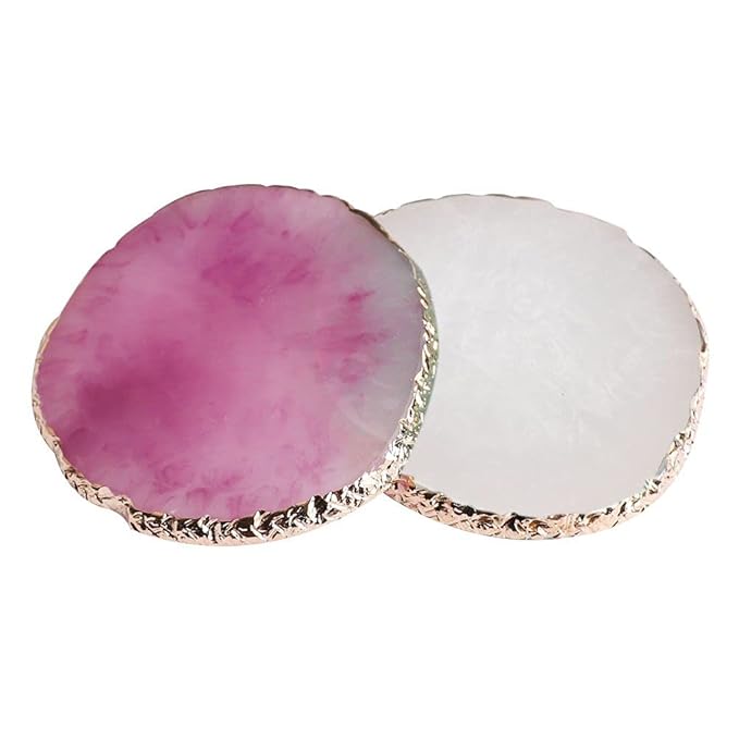 2 Pcs Resin Nail Art Palette, Nail Art Painting Mixed Color Palettes Gold Edge Nail Holder Nail Art Display Board (Purple, White)