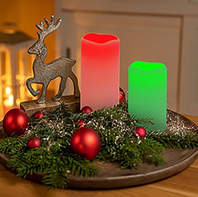 Enido Flameless Candles, Color Changing LED Candles(D: 3" x H: 4" 5" 6") Battery Operated Candles Plastic Pack of 9 Flameless Pillar Candles