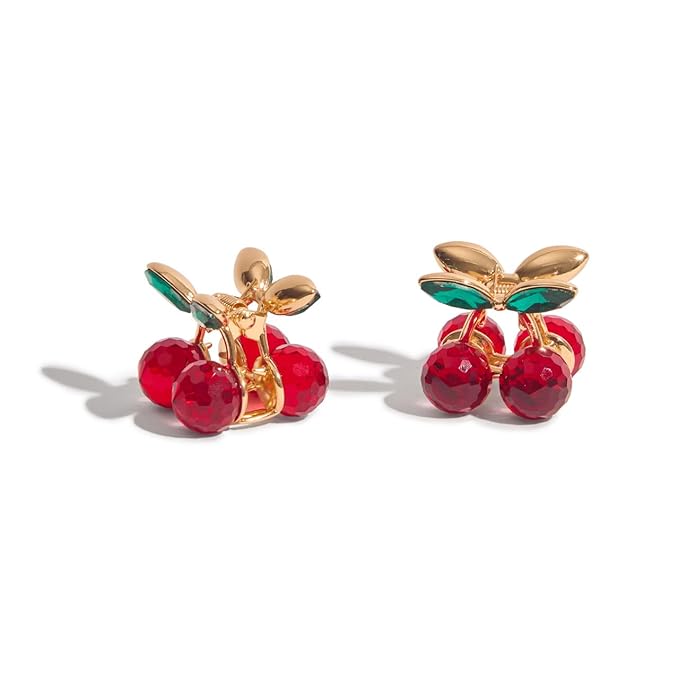 Kitsch Cherry Small Hair Clips for Women – Rhinestones Small Claw Clips | Electroplated Metal Springs and Anti-Rust Finish | Strong Hold for Updo and Cute Half Up Styles - 2pcs