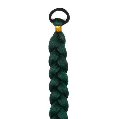 2 Pack Braid Ponytail Extension with Elastic Tie Straight Sleek Wrap Around Braid Wig Ponytail Green gradient 26 Inch (Dark green/green)