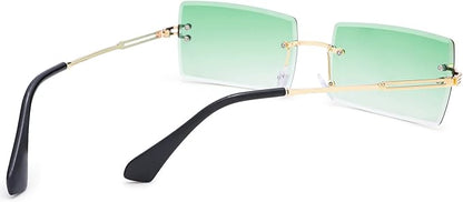 Rectangle Sunglasses for Men/Women Small Rimless Square Shade Eyewear