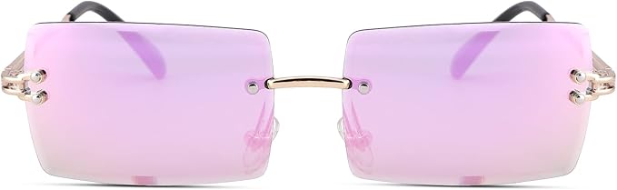 Rectangle Sunglasses for Men/Women Small Rimless Square Shade Eyewear