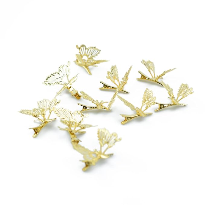 12 Pcs Butterfly Hair Clips, Moving Wings Butterfly Metal Hair Barrettes, Hair Styling Accessories,Cute Hairs Pins Clip for Women and Girls, Gold, 1.0 Count, 1