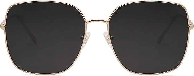 SOJOS Trendy Oversized Square Metal Frame Sunglasses for Women Men Retro Big Flat Lens UV Protection Sunglasses SJ1146