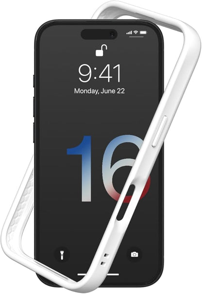 RhinoShield Bumper Case Compatible with [iPhone 16] | CrashGuard - Shock Absorbent Slim Design Protective Cover 3.5M / 11ft Drop Protection - White