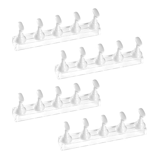 4 Sets White Nail Stand for Press on Nails Display, Magnetic Fake Nail Tips Holder for Painting Nails Practice, Beginner Acrylic Nail Art Kit Accessories, Nail Salon Equipment and Decorations