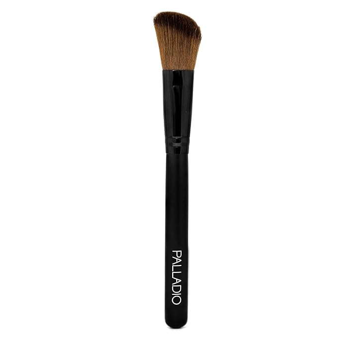 Palladio Blush Brush, Medium Sized Makeup Angled Brush, Soft Natural Bristles, Comfortable Grip, Flawlessly Contours & Defines, For Powder, Blush & Bronzer, Premium Quality & Professional Grade