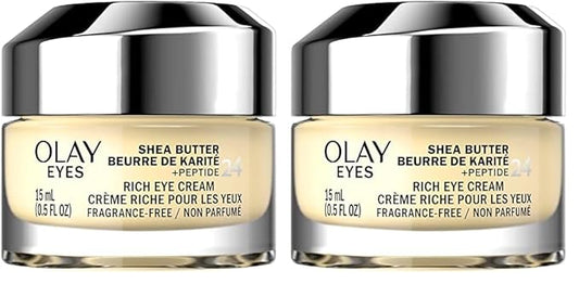 Olay Eyes Shea Butter+Peptide 24 Rich Eye Cream, Fragrance Free, 0.5 oz. (Pack of 2)
