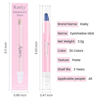 2-in-1 Cream Eyeshadow & Highlighter Stick, Waterproof Dark Blue Shimmer Eye Shadow Pencil for Women, Long-Lasting Pigmented Makeup, sombras para ojos 27