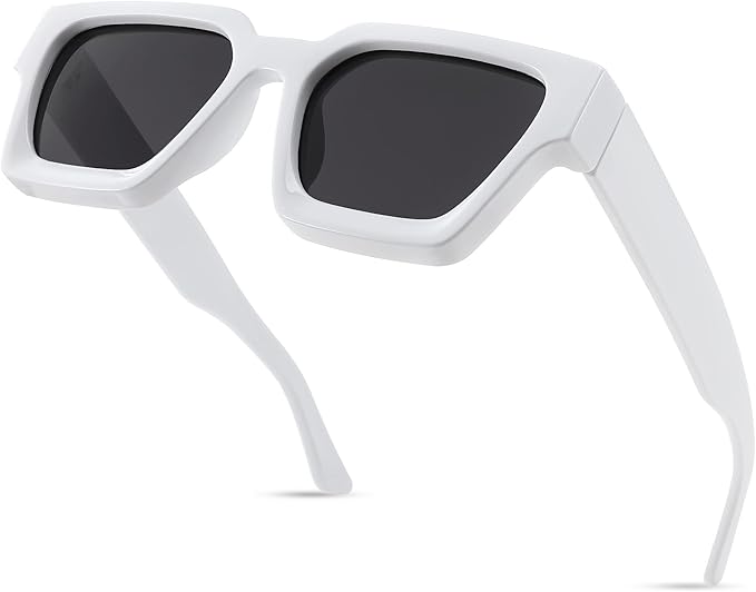 FEISEDY Retro 90s Square Sunglasses for Women Men Trendy Chunky Rectangle Sunglasses UV400 Protection B2385