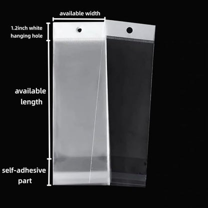 PABCK 100 Pack (Available Size 4.9x17.7 inches) Clear Self Adhesive Straight Hair Packaging Bags with Hang Hole Wigs Hair Storage Beauty Personal Care Hair Care Extensions Wigs Accessories