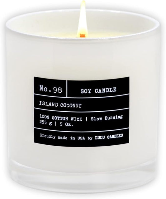 Lulu Candles | Island Coconut | Luxury Scented Soy Jar Candle | Hand Poured in The USA | Highly Scented & Long Lasting (9 Oz.)