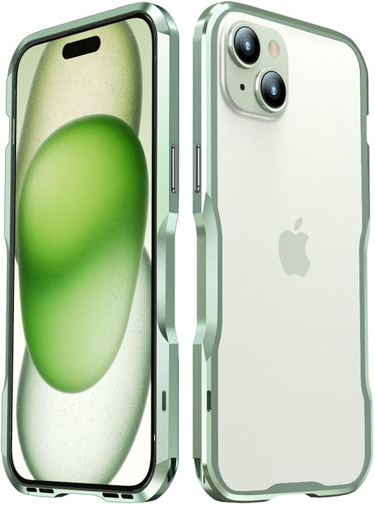 HENGHUI Aluminum Bumpers for iPhone 15 Plus Bumper Case with Strap Hole Metal Frame Bumper Cover Shock Absorbent Slim Cool Design (Light Green)
