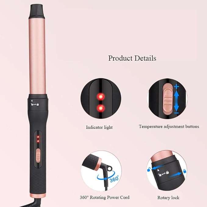 6 in 1 Hair Curling Iron Set with Curling Brush and 5 Interchangeable Ceramic Curling Wand (0.35"-1.25"), Curling Wand Set with 2 Temp Heating Setting, Contain Protective Glove and 2 Clips