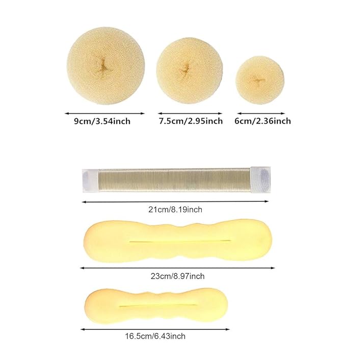 Hair Accessories Set: Foam Bun Shapers, French Twist Clip, Snap Buns, Elastic Bands, Hair Pins (Blonde)