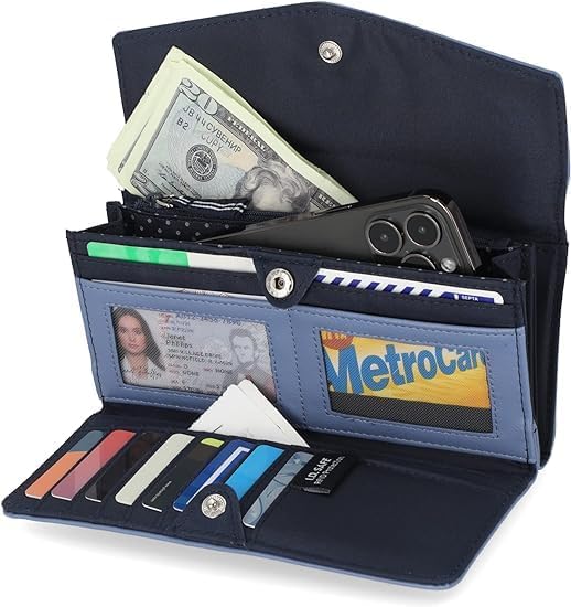 Nautica Money Manager RFID Slim and Small Wallet for Women - Credit Card Holder with Coin Purse and Zipper Wallet, Women's Clutch Organizer