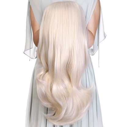 24" Long Straight Wavy Clip in Half Head Tied Wig Synthetic Hair Extensions For Women 210g 13#