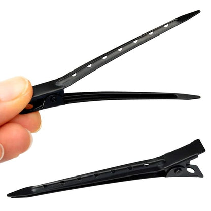 24 Packs Duck Bill Clips, Bantoye 2.75 Inches Rustproof Metal Alligator Curl Clips with Holes for Hair Styling, Hair Coloring, Black