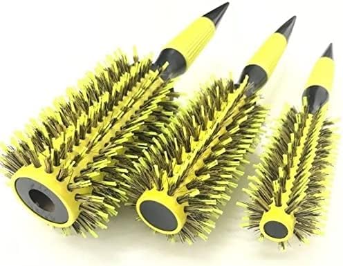 3-in-1 Brazilian Hair Brush Curler/Straightener (#18) for All Hair Types, Yellow and Black, Men, Women, Children