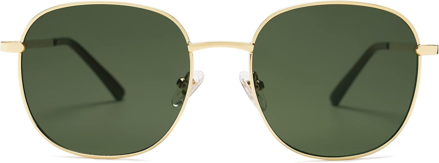 SOJOS Classic Trendy Square Sunglasses for Women Men Cute Big Frame Gold Shades SJ1137