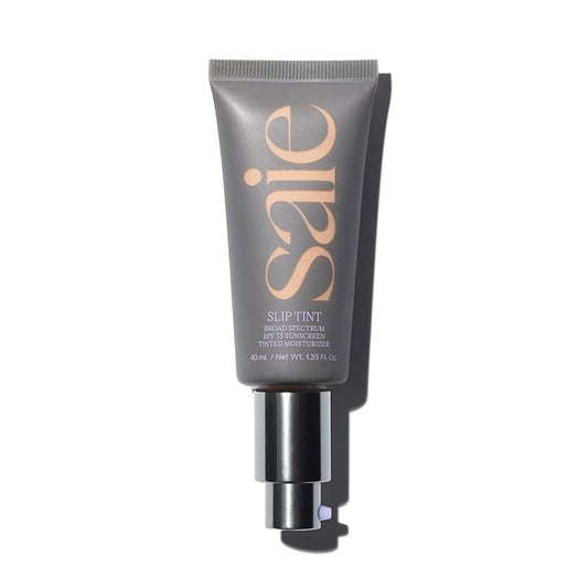 Saie Slip Tint Tinted Moisturizer with SPF 35 - Light Coverage, Glowy Skin Tint & Mineral Sunscreen for Face with Hydrating Hyaluronic Acid - Summer Makeup Essential - Shade Three + Half (1.35 oz)