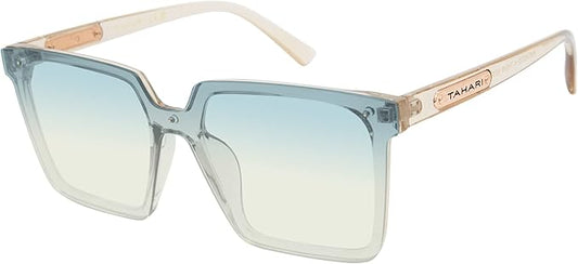 TAHARI Women's Th848 Translucent Crystal 100% Uv400 Protective Square Shield Sunglasses. Elegant Gifts for Her, 145 Mm