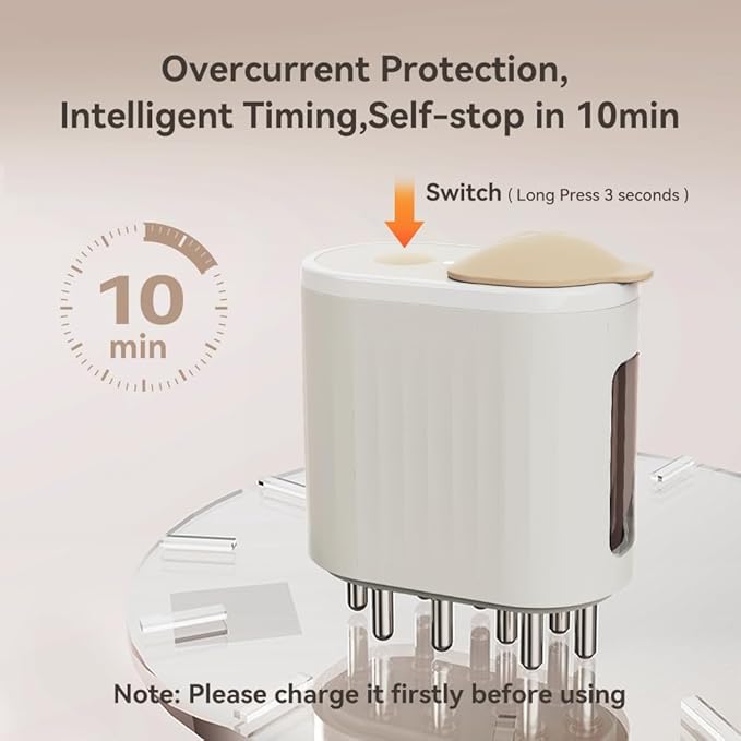 2 in 1 Electric Scalp Massager and Hair Oil Applicator, Hair Massager Scalp Applicator Brush for Treatment Growth Medicine Essential Oil Serum White