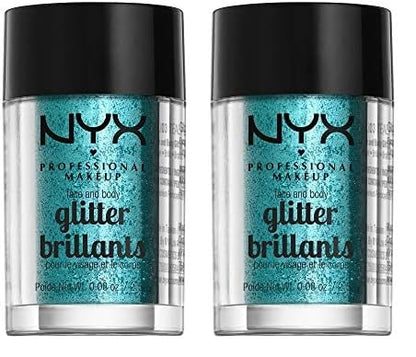 NYX PROFESSIONAL MAKEUP Face & Body Glitter, Teal (Pack of 2)