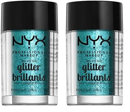 NYX PROFESSIONAL MAKEUP Face & Body Glitter, Teal (Pack of 2)