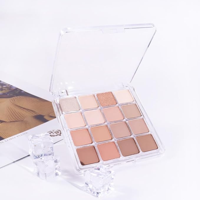 16Color Matte Shimmer Eyeshadow Palette, Natural Nude Brown 16Color Series Eye Shadow Palette Makeup, Warm Glitter Sparkly Eyeshadows Long Lasting Waterproof Naturing-Looking Women Girls Eye Shadow