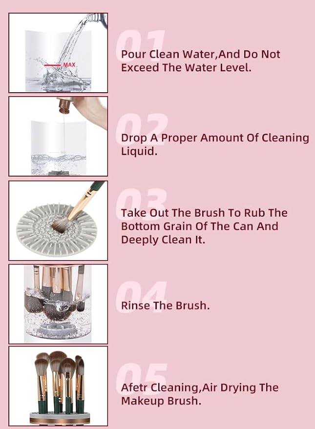 PRO Makeup Brush Cleaner, Electric Automatic Rotating Cosmetic Brush Cleaner, Portable Makeup Suitable for Use of the Size of the Makeup Brush