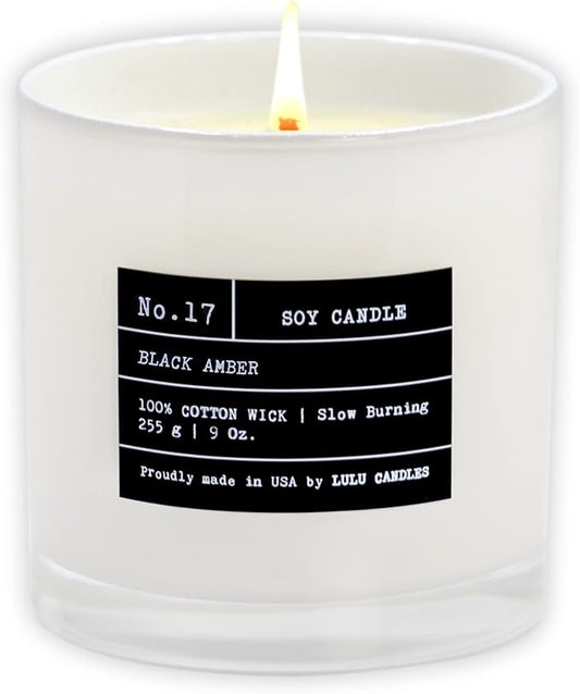 Lulu Candles | Black Amber | Luxury Scented Soy Jar Candle | Hand Poured in The USA | Highly Scented & Long Lasting (9 Oz.)